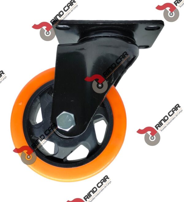 Rueda Rodaja Naranja PU C/Balero Giratoria 4" X 1-1/4" Cap.130kg