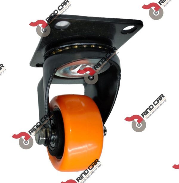 Rueda Rodaja Naranja PU C/Balero Giratoria 2-1/2" X 1-1/4" Cap.80kg - Image 4