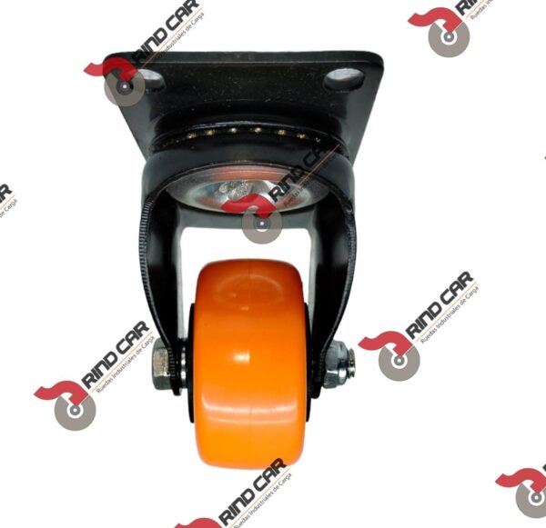 Rueda Rodaja Naranja PU C/Balero Giratoria 2-1/2" X 1-1/4" Cap.80kg - Image 3