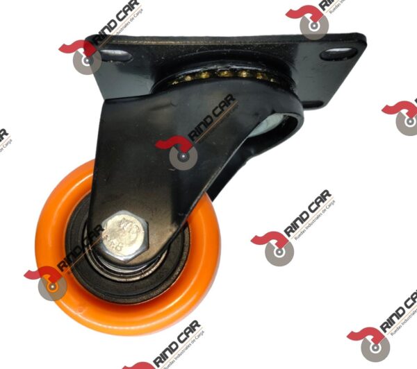 Rueda Rodaja Naranja PU C/Balero Giratoria 2-1/2" X 1-1/4" Cap.80kg