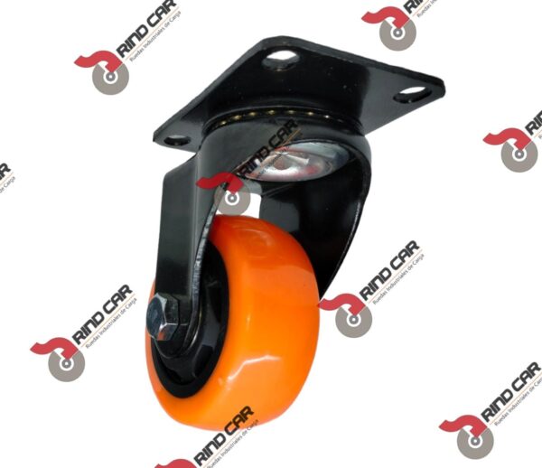 Rueda Rodaja Naranja PU C/Balero Giratoria  3" X 1-1/4" Cap.100kg - Image 4