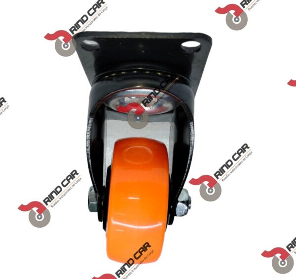 Rueda Rodaja Naranja PU C/Balero Giratoria  3" X 1-1/4" Cap.100kg - Image 3