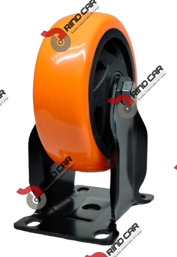 Rueda Rodaja Naranja PU C/Balero Fija 4"x 1-1/4" Cap.120Kg