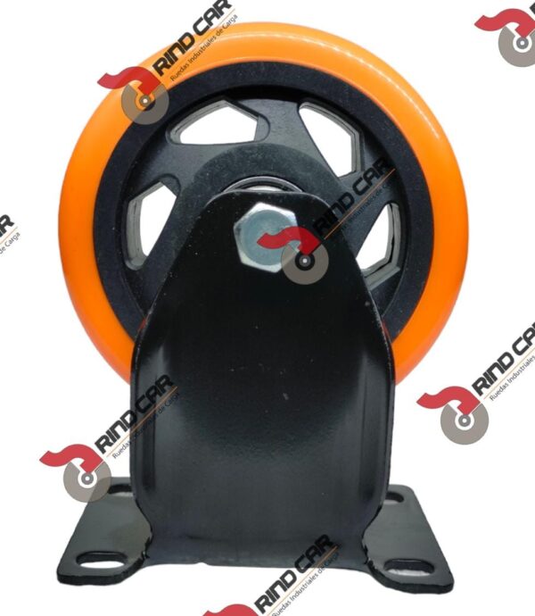 Rueda Rodaja Naranja PU C/Balero Fija 4"x 1-1/4" Cap.120Kg - Image 2