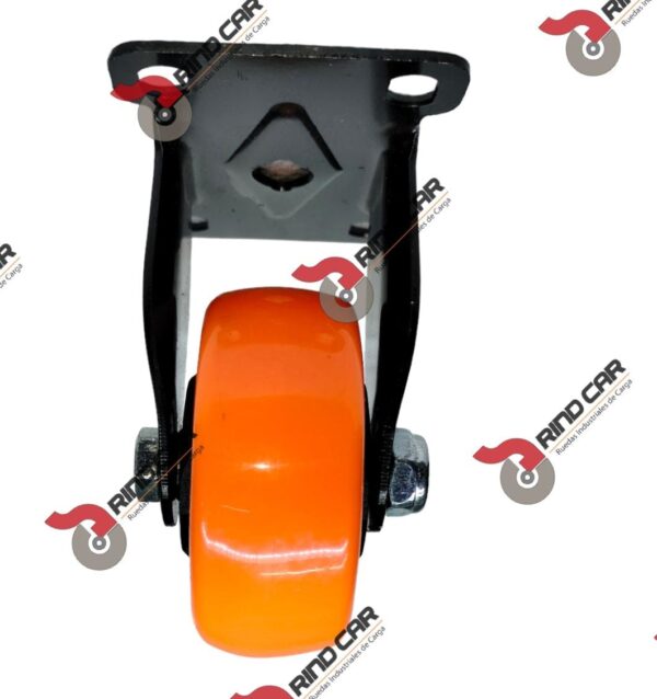 Rueda Rodaja Naranja PU C/Balero Fija 3"x 1-1/4" Cap.100Kg - Image 2