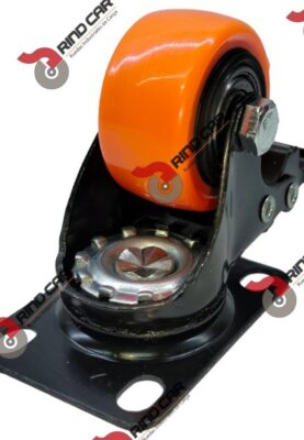 Rueda Rodaja Naranja PU C/Balero Giratoria C/Freno Tota l-1/2"x 7/8" TOTAL. 1-1/2" x 7/8"Cap. 40Kg