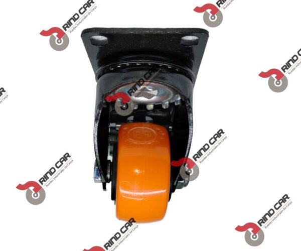 Rueda Rodaja Naranja PU C/Balero Giratoria C/Freno Total.  2-1/2" X 1-1/4"Cap.80Kg - Image 3