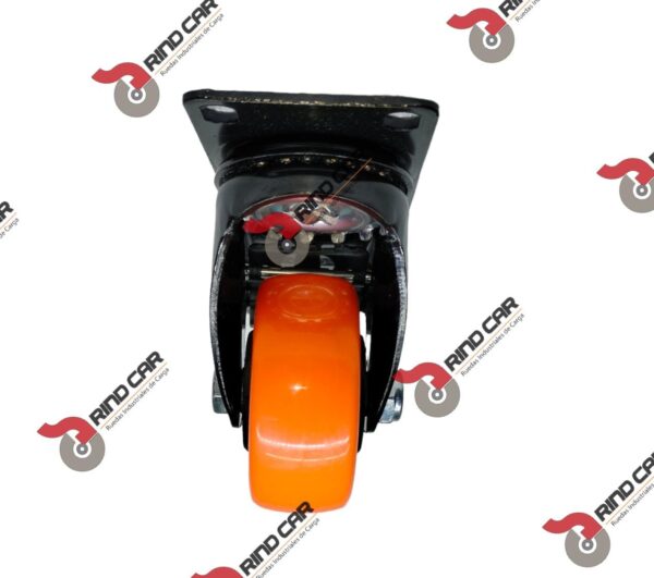 Rueda Rodaja Naranja PU C/Balero Giratoria C/Freno Total. 3" X 1-1/4" Cap.100Kg - Image 3