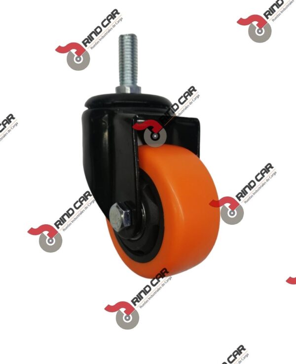 Rueda Rodaja Giratoria 3" x 1-1/4" Rosca 12mm Cap.100Kg