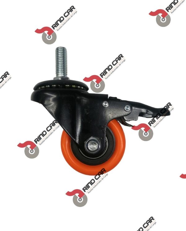 Rodaja Giratoria  2-1/2" x 1-1/4"  Rosca 12mm y Freno Total Cap.80Kg - Image 2