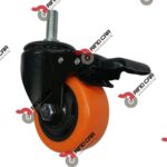 Rueda Rodaja Giratoria 3" x 1-1/4"Rosca 12mm y Freno Total  Cap.100Kg