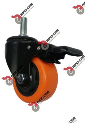 Rueda Rodaja Giratoria 3" x 1-1/4"Rosca 12mm y Freno Total  Cap.100Kg