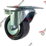 Rueda Rodaja Industrial 4"Rueda De Hule Con Balero, Placa Giratoria y Freno De Pie Cap.140kg