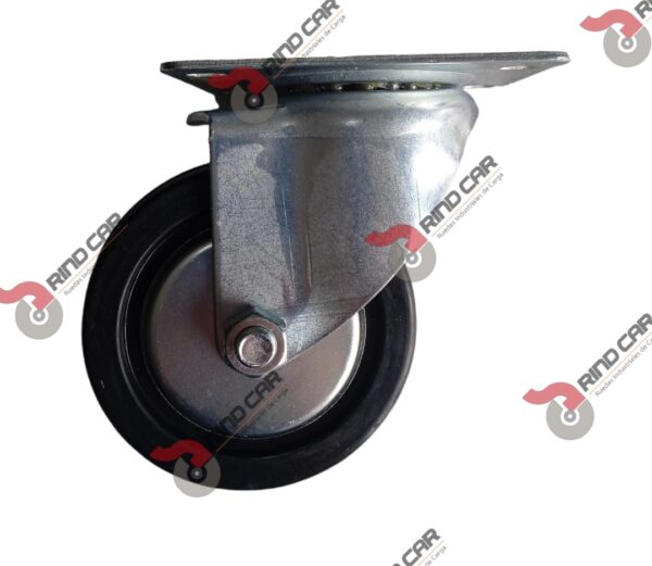 Rodaja Industrial 4"Rueda De Hule Con Balero,Placa Giratoria, Cap140kg - Image 2