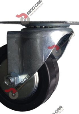 Rodaja Industrial 4"Rueda De Hule Con Balero,Placa Giratoria, Cap140kg