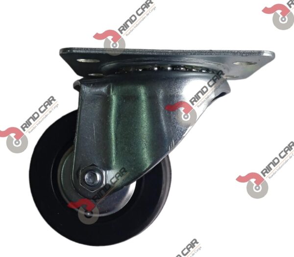 Rodaja Industrial 3"Rueda De Hule con Balero Placa Giratoria,Cap.110kg - Image 3