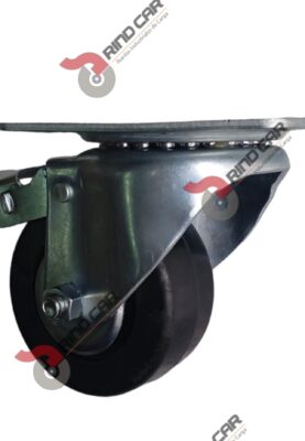 Rodaja Industrial 3"Rueda De Hule con Balero placa Giratoria y Freno pie Cap110kg
