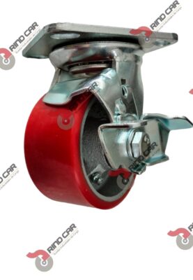 Rueda Rodaja C/Freno Giraoria 4"X2"Fierro V-Poliuretano Cap.230Kg