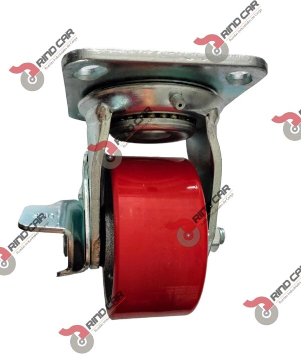 Rueda Rodaja C/Freno Giraoria 4"X2"Fierro V-Poliuretano Cap.230Kg - Image 3