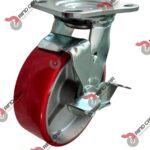 Rueda Rodaja C/Freno Giratoria 6″X2″Fierro V-Poliuretano Cap.400Kg