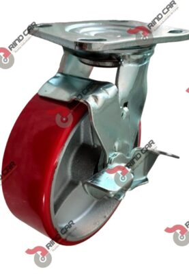 Rueda Rodaja C/Freno Giratoria 6″X2″Fierro V-Poliuretano Cap.400Kg