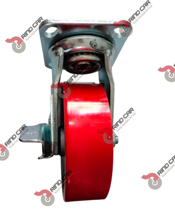 Rueda Rodaja C/Freno Giratoria 6″X2″Fierro V-Poliuretano Cap.400Kg - Image 3