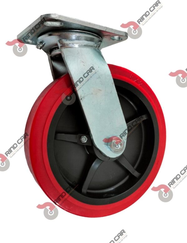 Rueda Rodaja Giratoria  8"X2" Poliuretano C/Polipropileno  Cap. 370Kg
