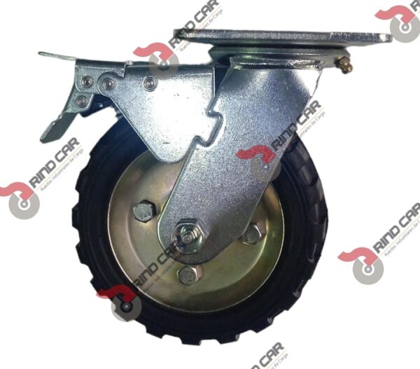 Rodaja Giratoria De 6"X2" Rueda De huele y Rin Lamina Con Fren total Cap Carga 110Kg - Image 3