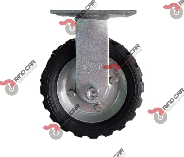 Rueda Rodaja Fija de 6"X2-1/8" Rueda de  Hule Tipo Tractor Industrial Rin De Lamina Cap Carga 110Kg - Image 2