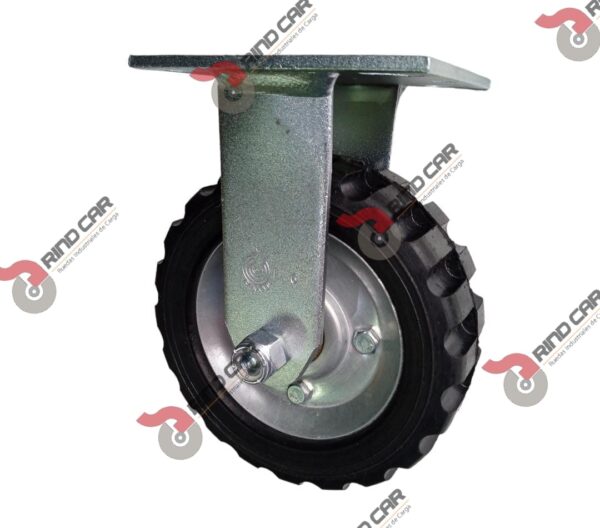 Rueda Rodaja Fija de 6"X2-1/8" Rueda de  Hule Tipo Tractor Industrial Rin De Lamina Cap Carga 110Kg