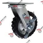 Rodaja Giratoria De 6"X2" Rueda De Hule Económica y Rin Lamina Con Freno  Lateral Cap Carga 100Kg