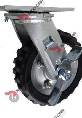 Rodaja Giratoria De 6"X2" Rueda De Hule Económica y Rin Lamina Con Freno  Lateral Cap Carga 100Kg
