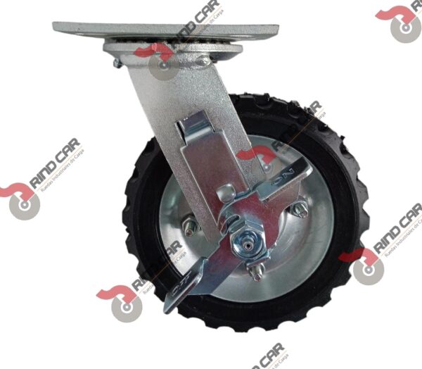 Rodaja Giratoria De 6"X2" Rueda De Hule Económica y Rin Lamina Con Freno  Lateral Cap Carga 100Kg - Image 3