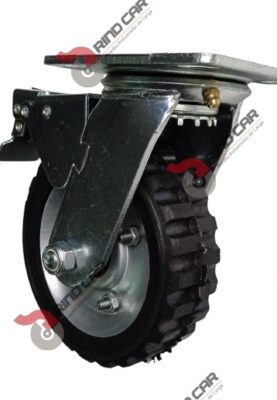 Rodaja Giratoria De 6"X2" Rueda Economica  De Hule Y Rin Lamina Con Freno Total Cap Carga 100Kg