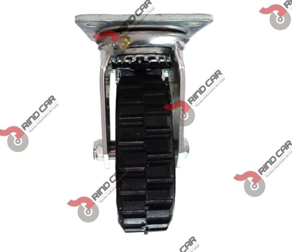 Rodaja Giratoria De 6"X2" Rueda Economica  De Hule Y Rin Lamina Con Freno Total Cap Carga 100Kg - Image 3