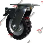 Rueda Rodaja Giratoria de 6"X2-1/8" Rueda de Hule Industrial y Rin Lamina  Con Freno Total Cap Carga 110Kg