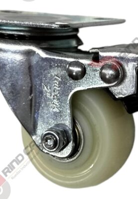 Rueda Rodaja  Giratoria  1-5/8"C/Freno Total  Polivinil ( Blanca) Imsa Cap.20kg