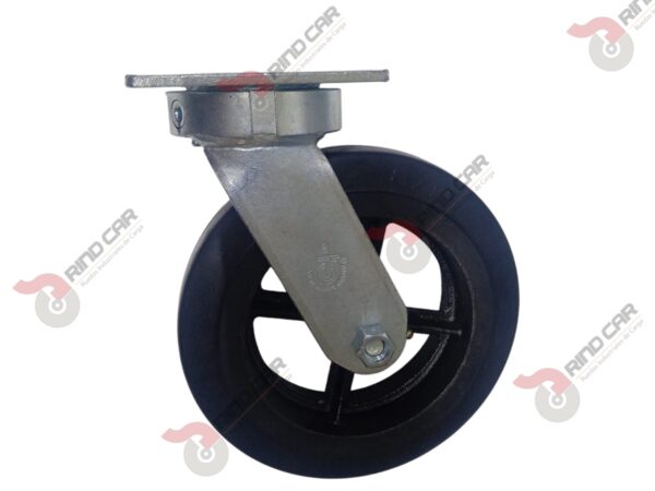 Rodaja Giratoria Alto Impacto 8"x2" fierro hule Vulcanizado cap. 500 Kg - Image 2