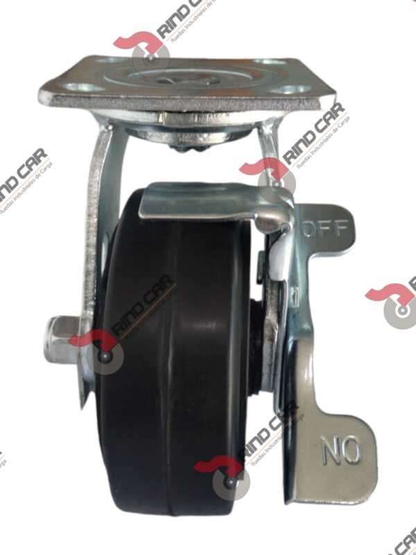 Rodaja Giratoria con Freno 5"x2" Fierro Hule Vulcanizado cap.180Kg - Image 3