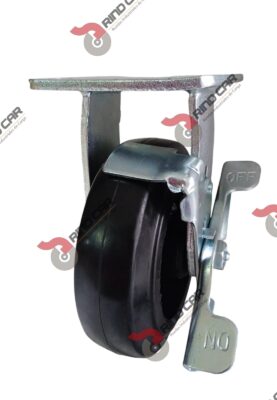 Rodaja Fija con Freno 6"x2" Fierro Hule Vulcanizado cap. 249Kg