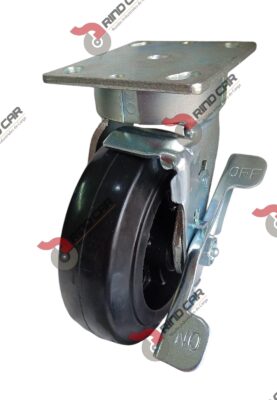 Rodaja Giratoria Alto Impacto con freno 6"x2" fierro hule cap. 320Kg