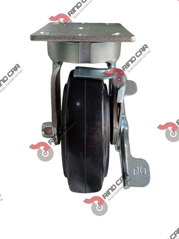 Rodaja Giratoria Alto Impacto con freno 6"x2" fierro hule cap. 320Kg - Image 3