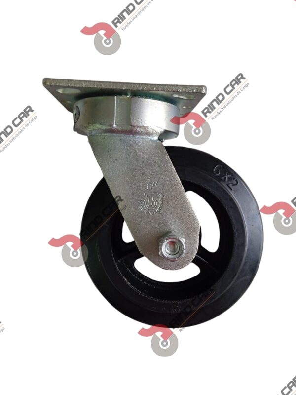 Rodaja Giratoria Alto Impacto 6"x2" fierro hule cap. 320 Kg - Image 2
