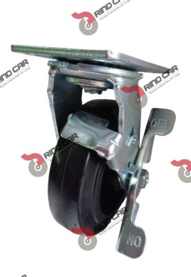 Rodaja Giratoria con freno 6"x2" fierro hule cap. 249 Kg