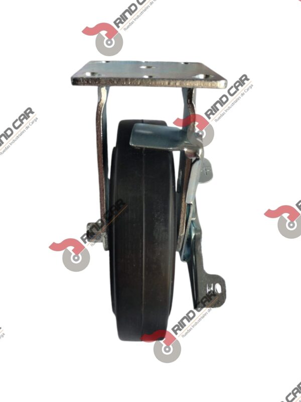 Rodaja Fija con freno 8"x2" fierro hule Vulcanizado cap. 420 Kg - Image 2
