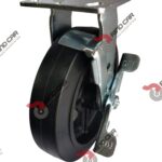 Rodaja Fija con freno 8"x2" fierro hule Vulcanizado cap. 420 Kg