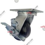 Rodaja Giratoria con freno 4"x2" fierro hule Vulcanizado cap.180Kg