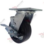 Rodaja Giratoria con Freno 5"x2" Fierro Hule Vulcanizado cap.180Kg