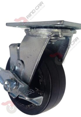 Rodaja Giratoria con Freno 5"x2" Fierro Hule Vulcanizado cap.180Kg