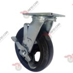 Rodaja Giratoria con freno 8"x2" fierro hule Vulcanizado cap. 420 Kg